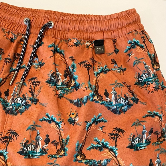 Agua Bendita Joe Pavana brown green tree print Swim Shorts trunks - Picture 5 of 11